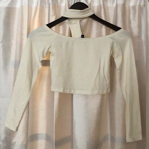 Cute Long Sleeve Crop Top with Collar